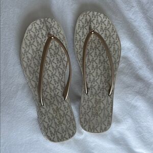 Michael Kors Tan and Cream Flip-Flop Sandals